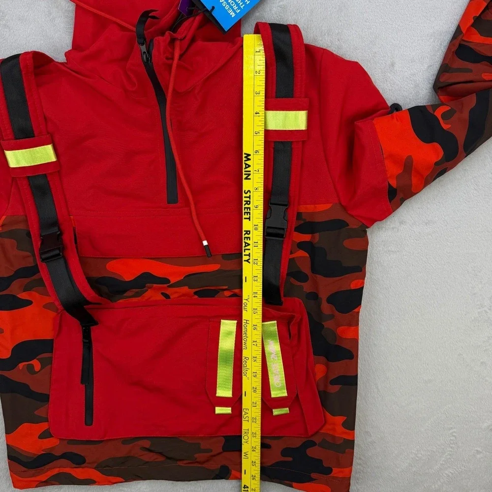 Create 2MRW Jacket Mens Small Tactical‎ Anorak Red Orange Camo Chest Rig